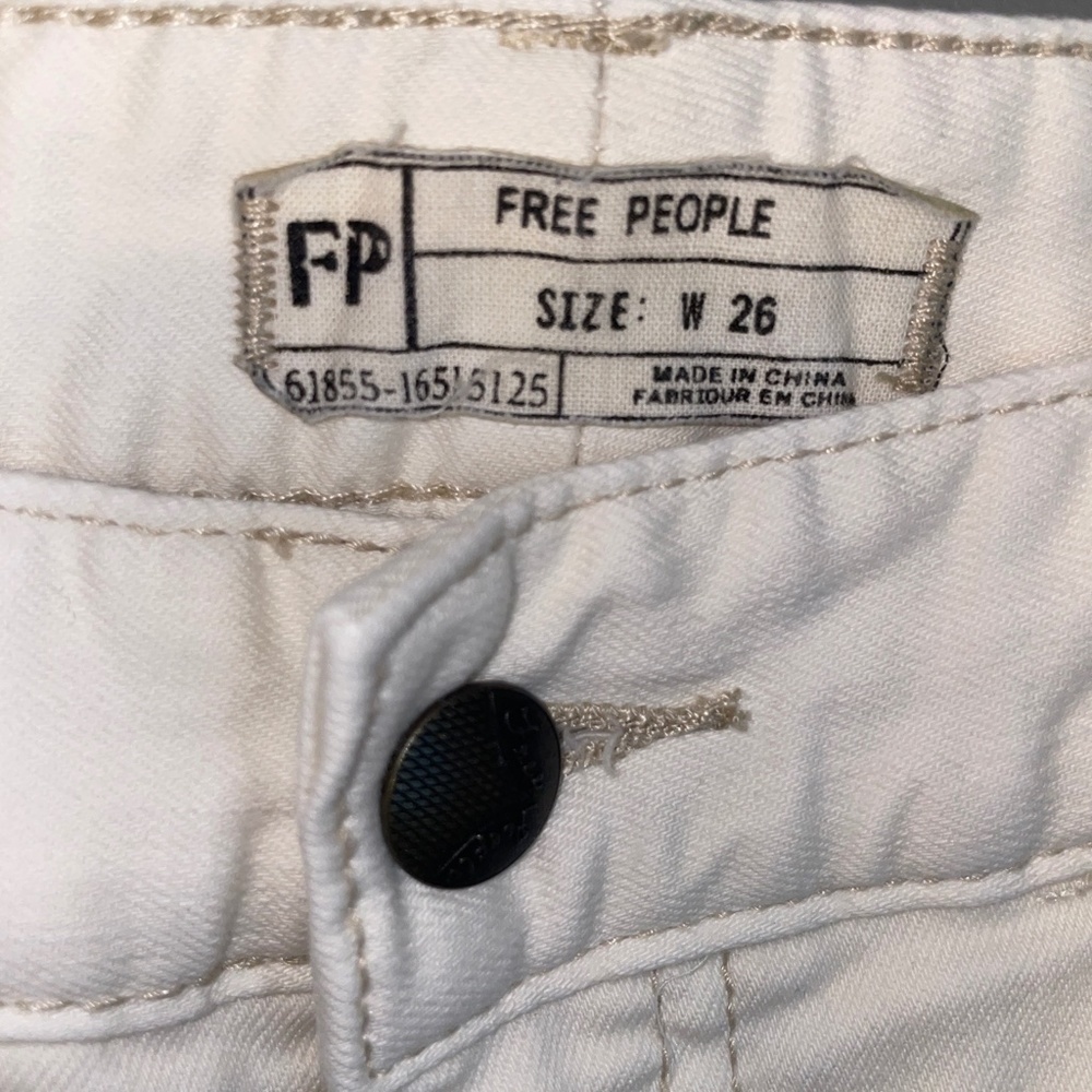 EUC Free People Boho Embroidered Striped Off White Denim Skinny Jeans Size 26 - Picture 3 of 8